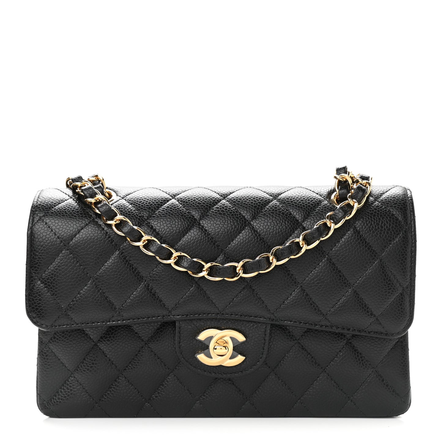 Caviar Quilted Small Double Flap Black