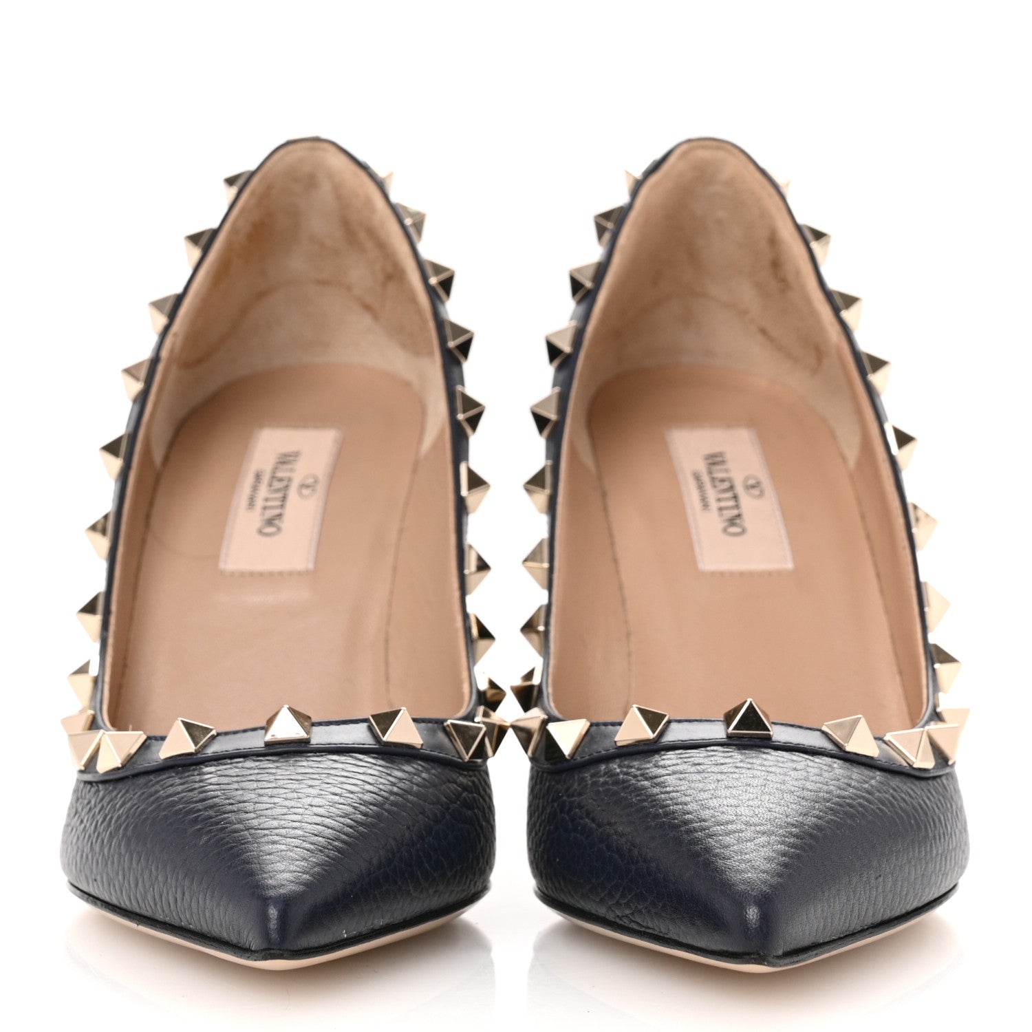 Valentino Garavani Pebbled Calfskin Rockstud 85mm Pumps 36 Marine 3 of 10