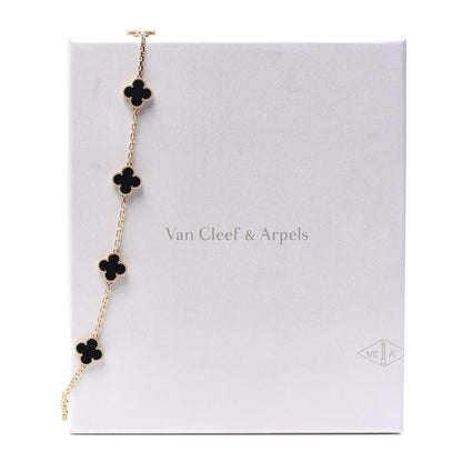 Van Cleef & Arpels 18K Yellow Gold Black Onyx 10 Motifs Vintage Alhambra Necklace 8 of 8