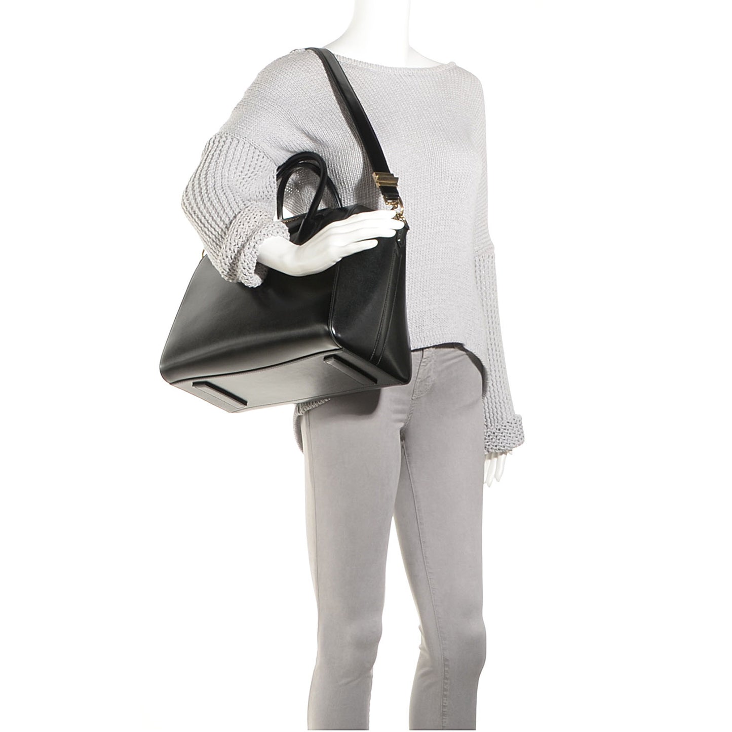 Shiny Lord Calfskin Medium Antigona Black