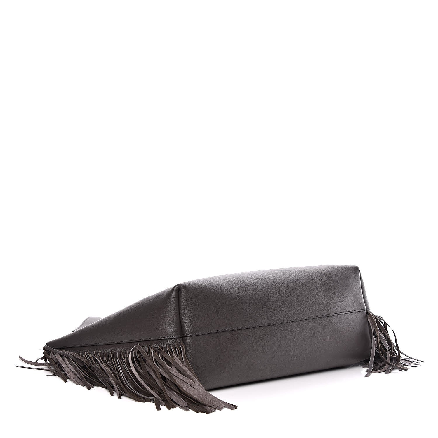 Saint Laurent Calfskin Large Fringe Shopping Tote Dark Grey 5 of 19