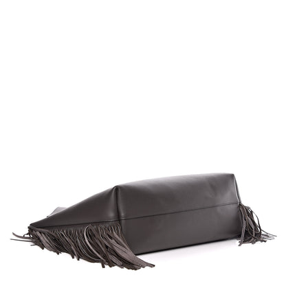 Saint Laurent Calfskin Large Fringe Shopping Tote Dark Grey 5 of 19