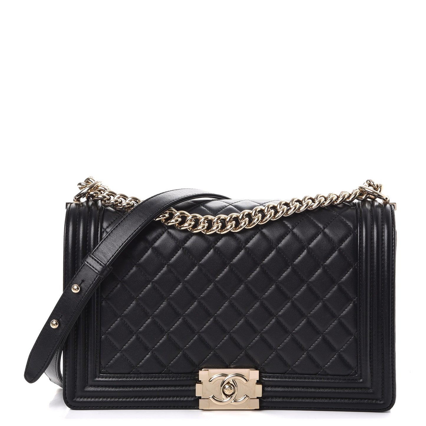Lambskin Quilted New Medium Boy Flap Black