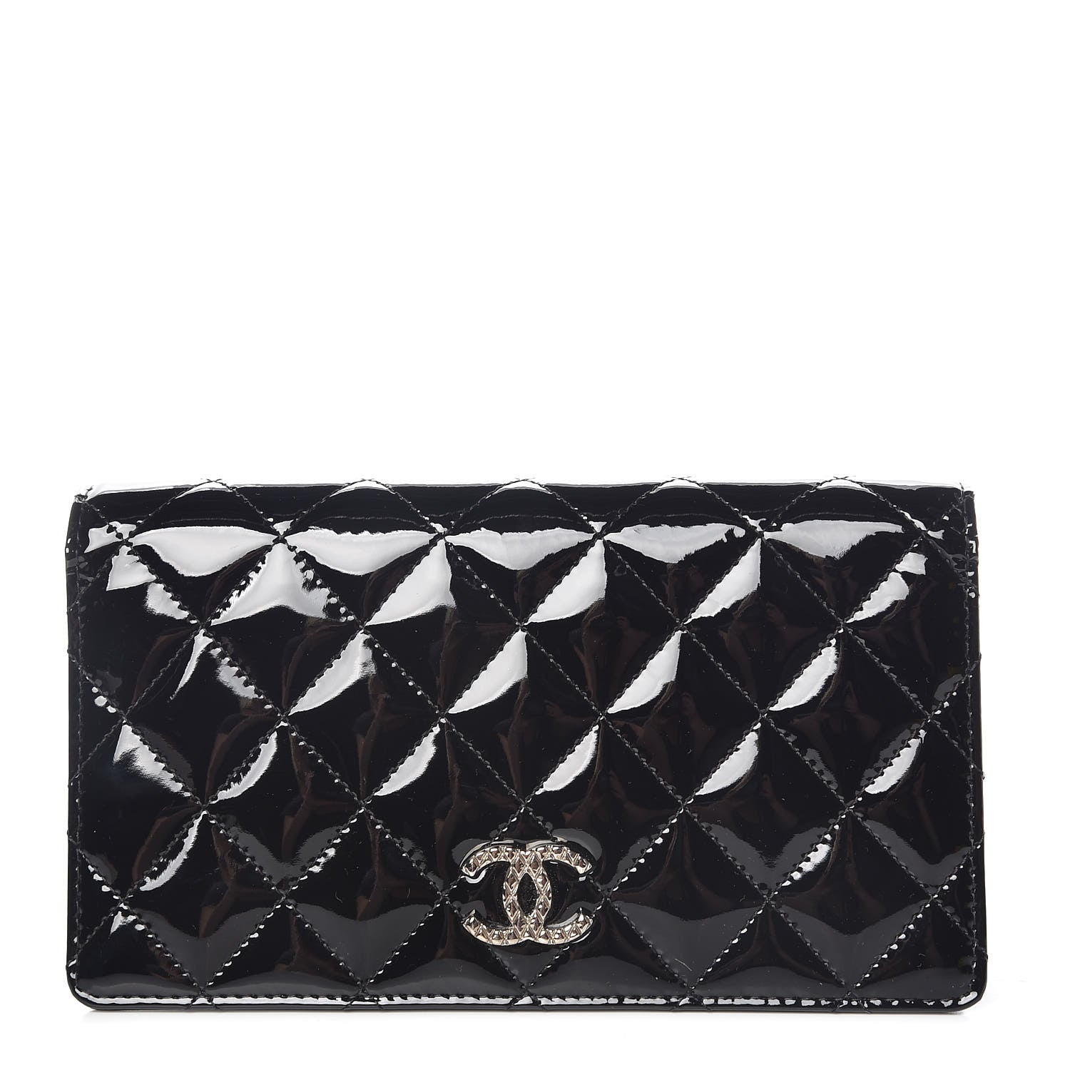 Chanel Patent Quilted Brilliant Yen Wallet Black 1 of 9
