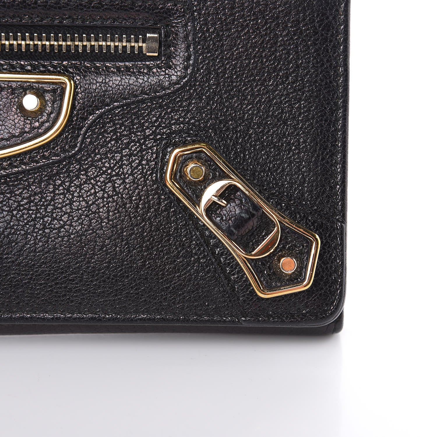 Balenciaga Chevre Gold Metallic Edge Hardware Money Wallet Black 7 of 13