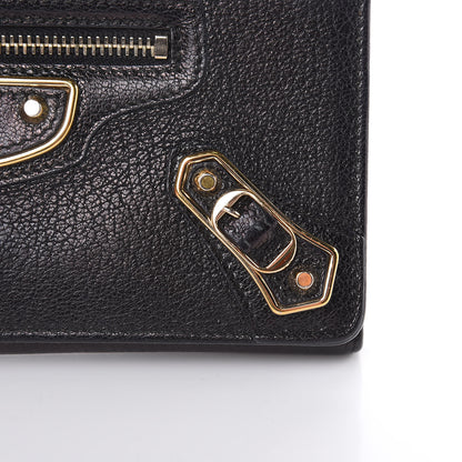 Balenciaga Chevre Gold Metallic Edge Hardware Money Wallet Black 7 of 13