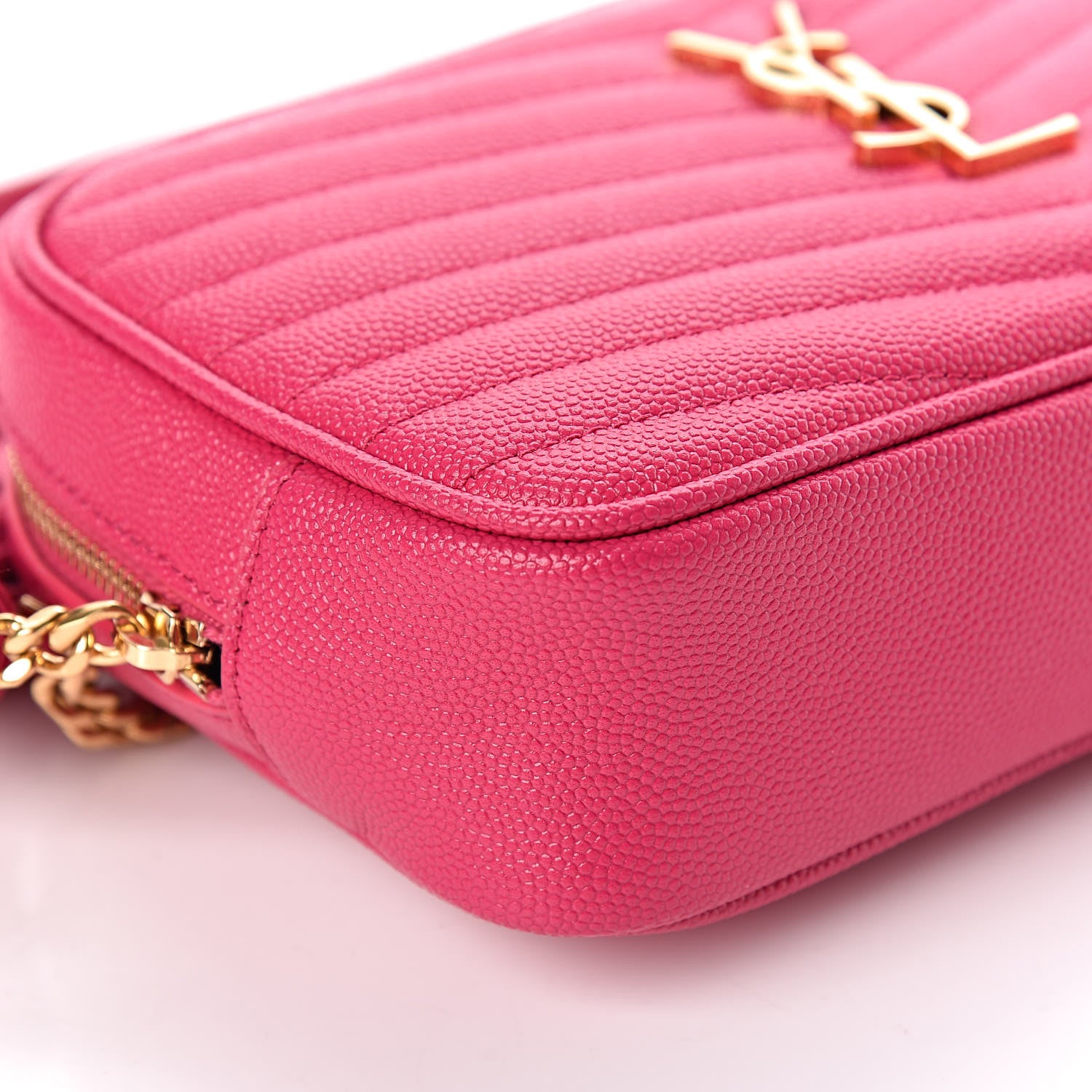 Saint Laurent Grain De Poudre Matelasse Monogram Mini Lou Camera Bag Fuchsia 7 of 10