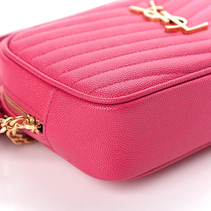 Saint Laurent Grain De Poudre Matelasse Monogram Mini Lou Camera Bag Fuchsia 7 of 10
