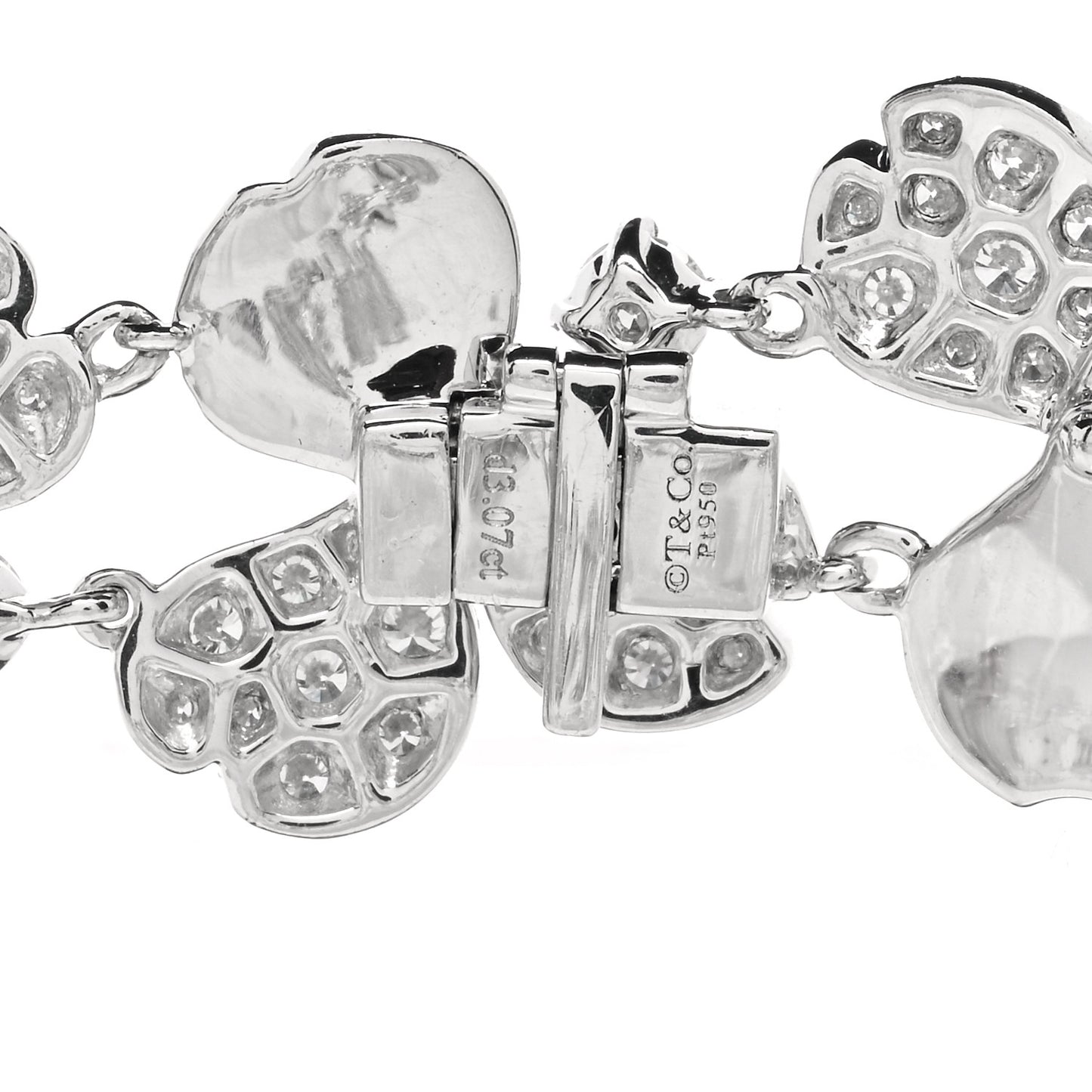 Platinum Diamond Paper Flowers Cluster Bracelet