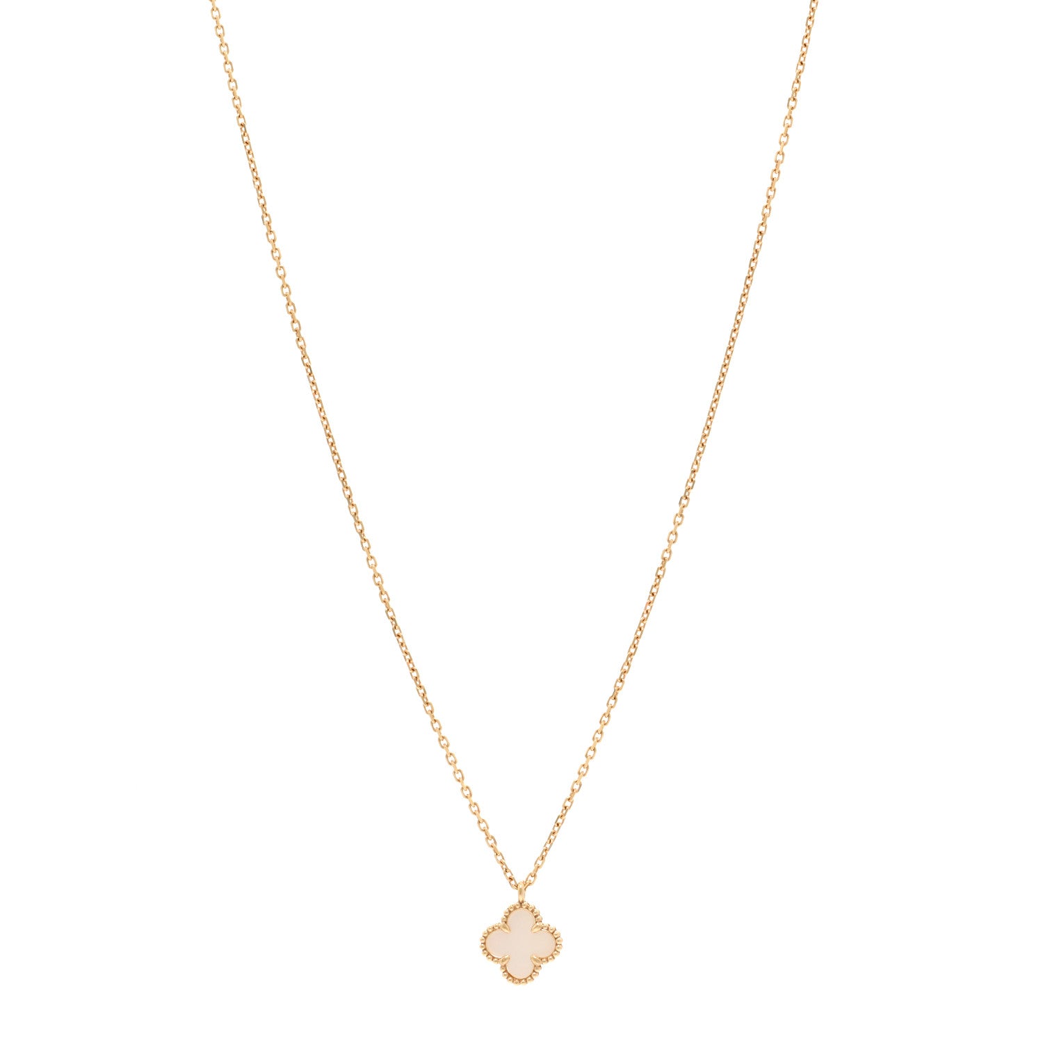Van Cleef & Arpels 18K Yellow Gold Mother of Pearl Sweet Alhambra Pendant Necklace 1 of 4