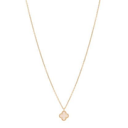 Van Cleef & Arpels 18K Yellow Gold Mother of Pearl Sweet Alhambra Pendant Necklace 1 of 4
