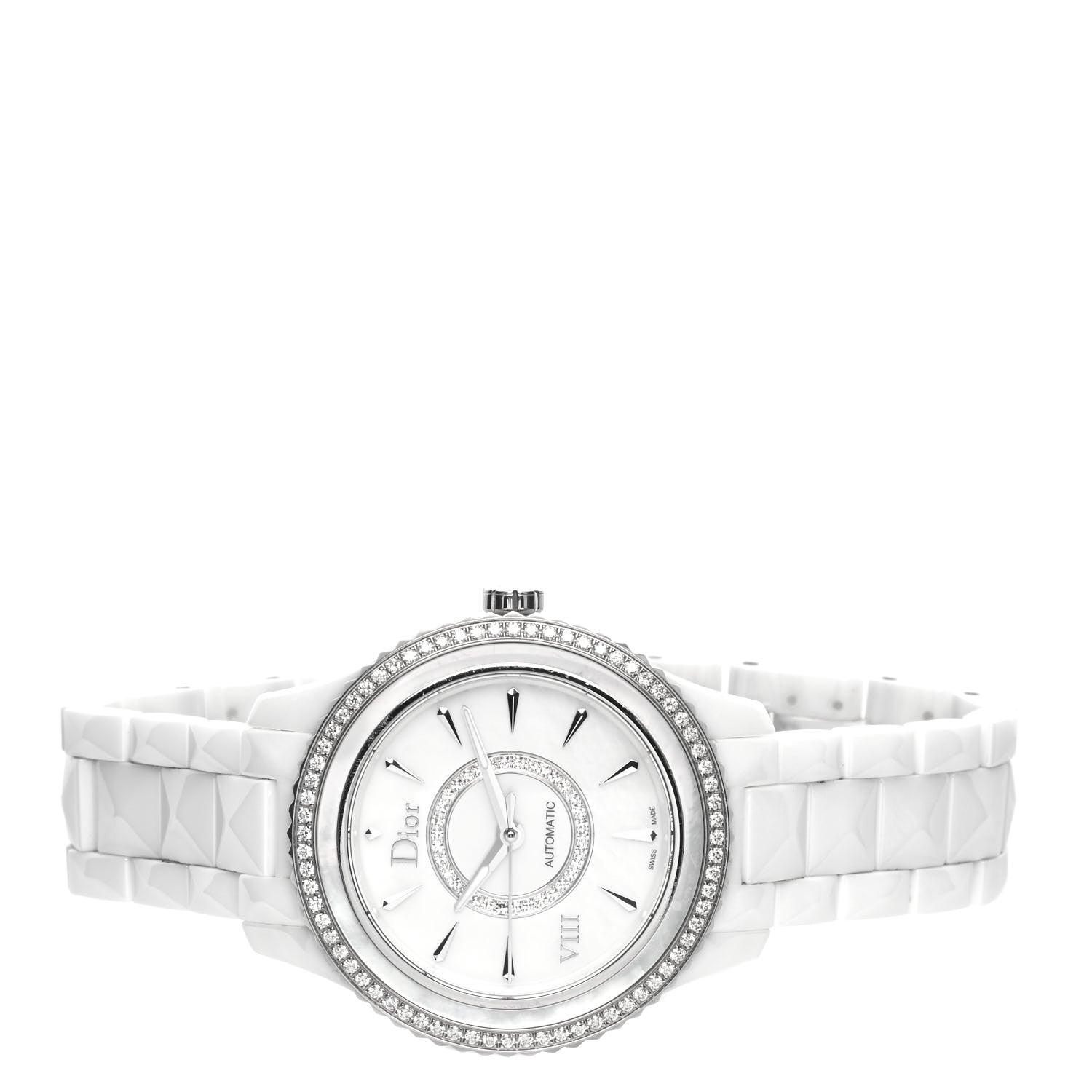 Christian Dior Stainless Steel Ceramic Diamond Bezel Mother of Pearl 38mm Dior VIII Automatic Watch White 2 of 5
