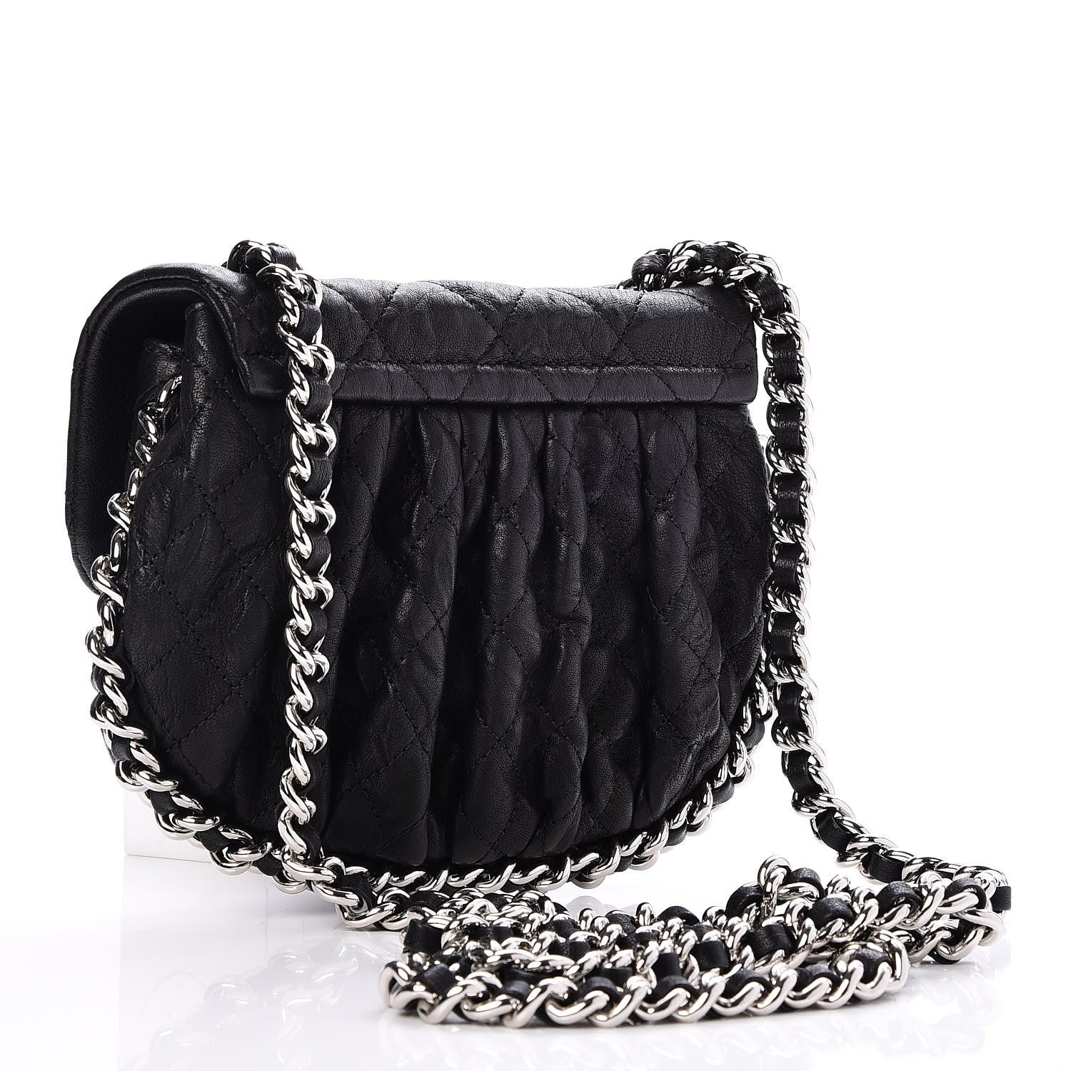 Chanel Washed Lambskin Quilted Mini Chain Around Flap Black 3 of 8
