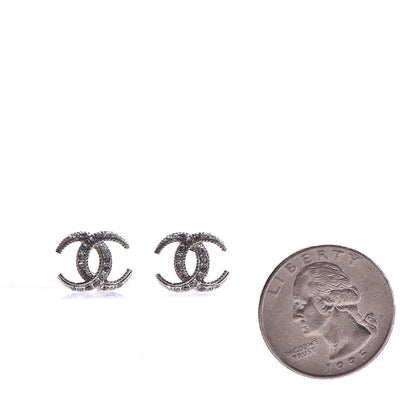 Chanel Crystal Timeless CC Earrings Silver 2 of 4