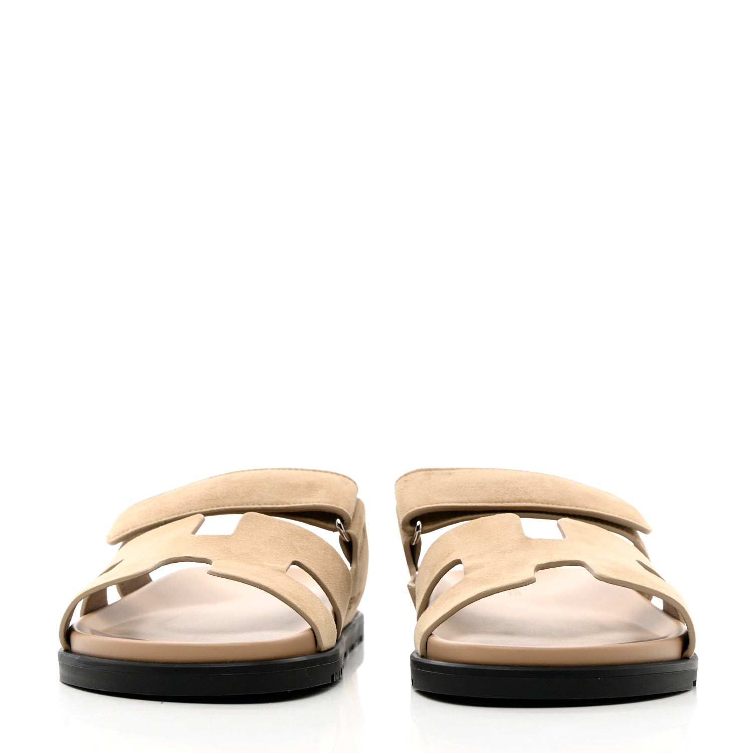 Hermes Suede Goatskin Womens Chypre Sandals 41 Beige Argile 2 of 10