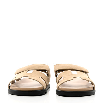 Hermes Suede Goatskin Womens Chypre Sandals 41 Beige Argile 2 of 10