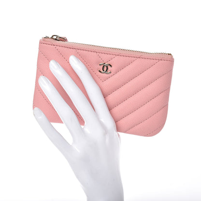 Chanel Caviar Chevron Quilted Small Cosmetic Case Pink 2 of 8