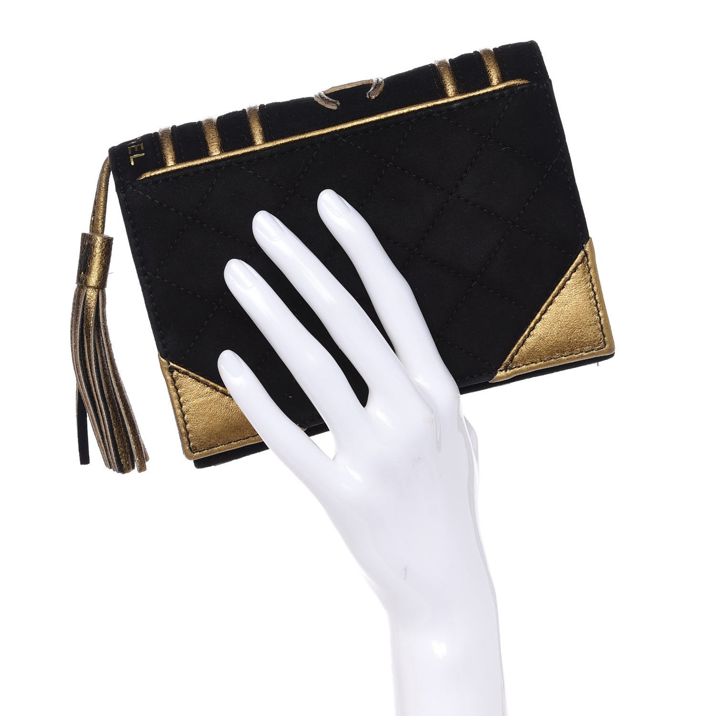 Suede Quilted Bible Book CC Clutch Black