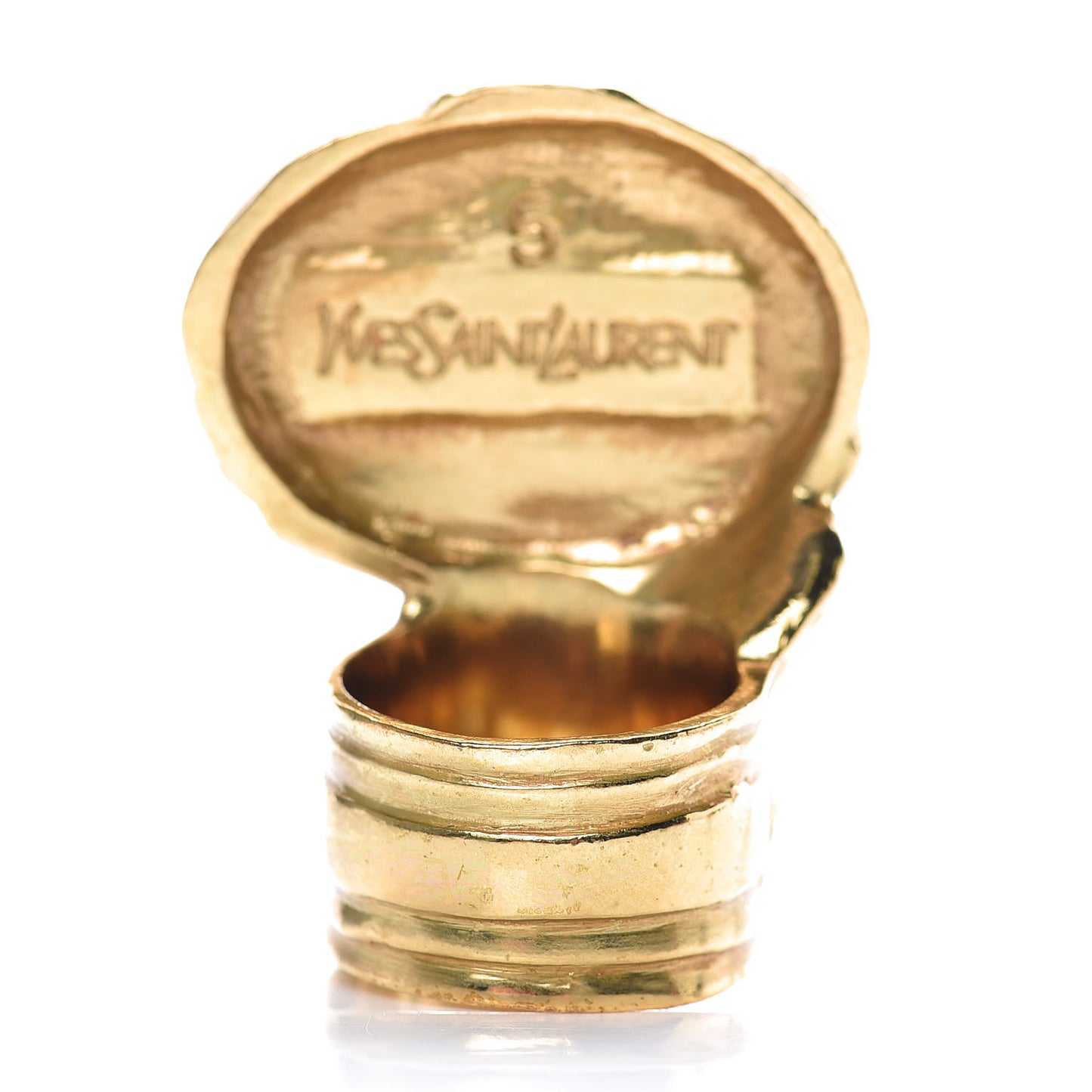 Glass Cabochon Arty Ovale Ring 5 Gold Lapis