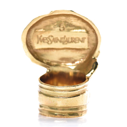 Saint Laurent Glass Cabochon Arty Ovale Ring 5 Gold Lapis 4 of 6