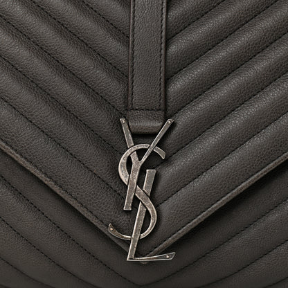 Saint Laurent Sheepskin Matelasse Chevron Monogram Large College Satchel Dark Anthracite 9 of 14