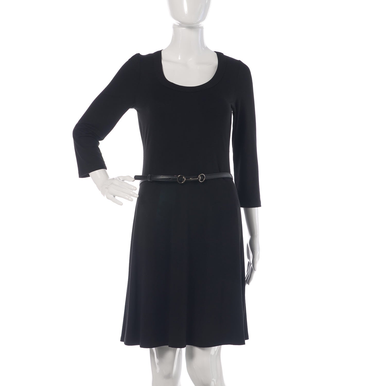 Gucci Calfskin Horsebit Skinny Belt 85 34 Black 2 of 6