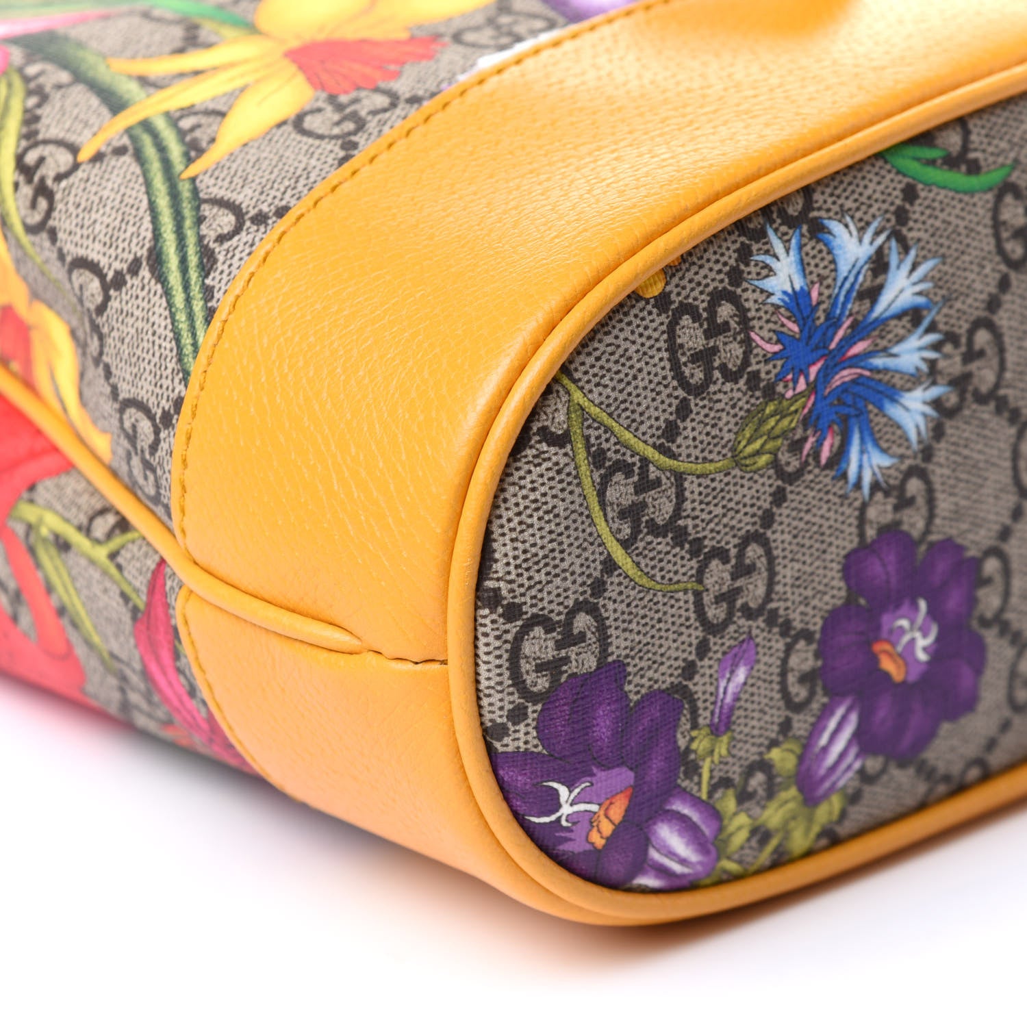Gucci GG Supreme Monogram Flora Small Ophidia Bucket Bag Beige Multicolor Crop 9 of 10
