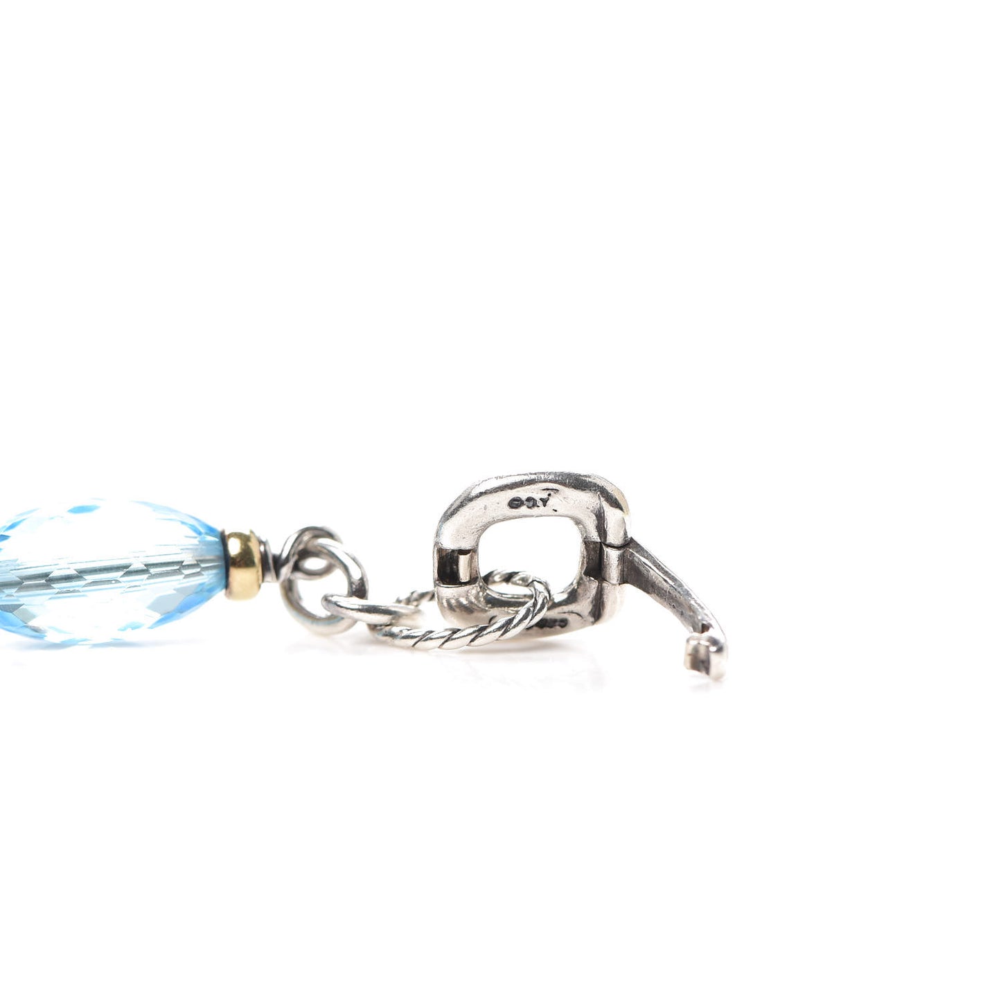 Sterling Silver 18K Yellow Gold Blue Topaz Figaro Bracelet