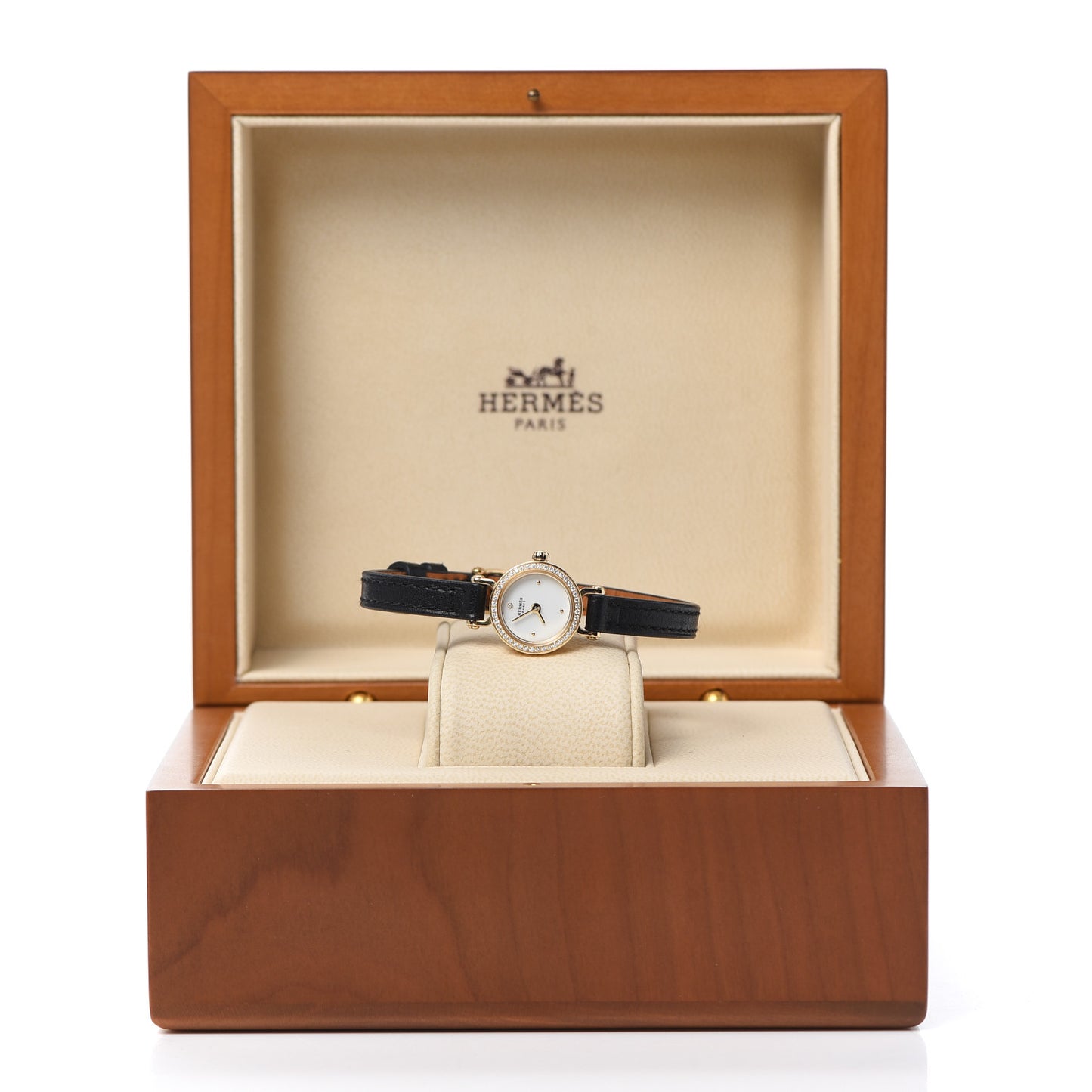 18K Yellow Gold Barenia Diamond 16mm Faubourg Quartz Watch Noir