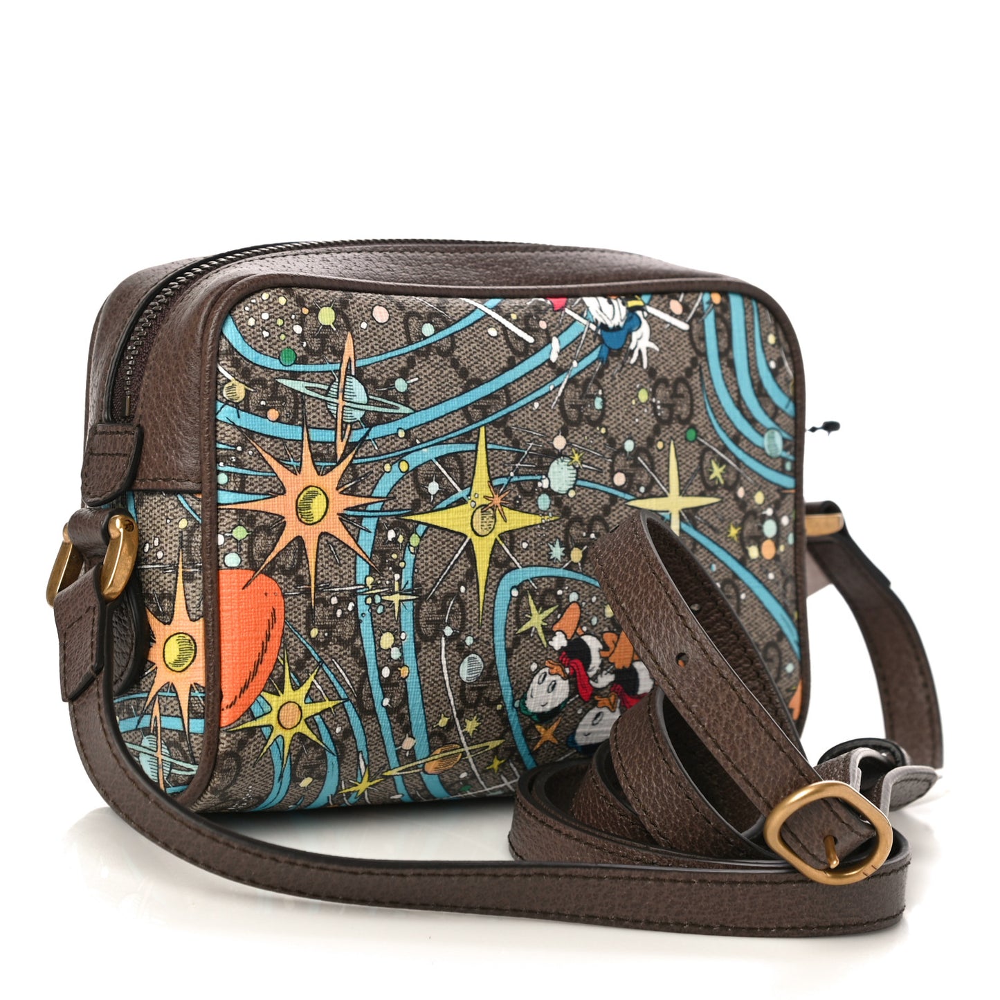 X DISNEY GG Supreme Monogram Donald Duck Interlocking G Shoulder Bag Beige Multicolor New Acero