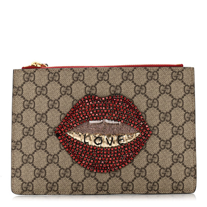 Gucci GG Supreme Monogram Merveilles Lips Zip Pouch Hibiscus Red 1 of 9