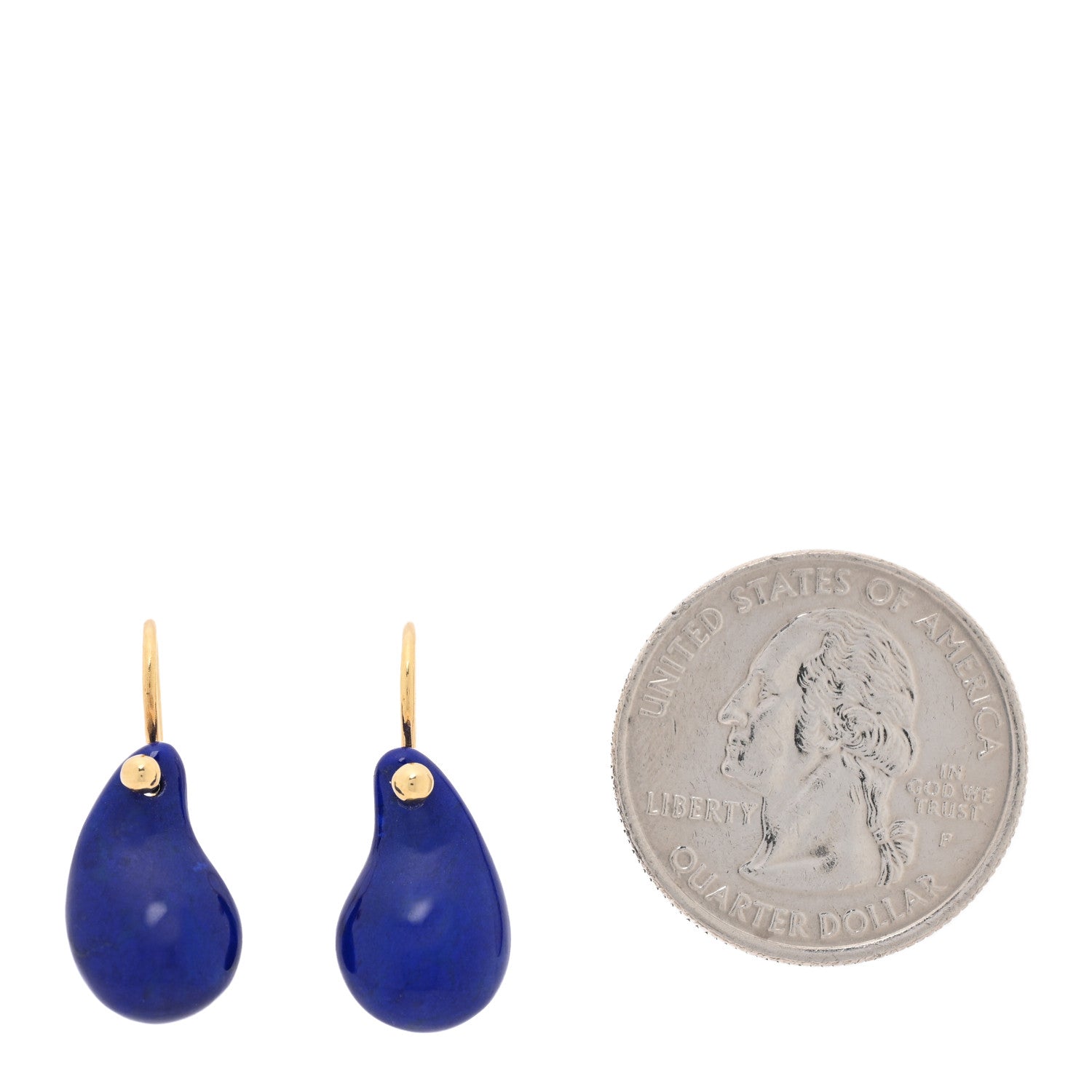 Tiffany 18K Yellow Gold Lapis Lazuli Elsa Peretti Teardrop Earrings 2 of 4