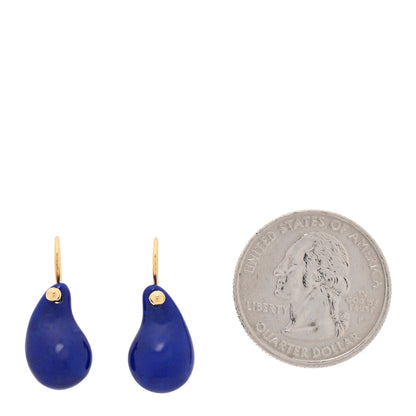 Tiffany 18K Yellow Gold Lapis Lazuli Elsa Peretti Teardrop Earrings 2 of 4