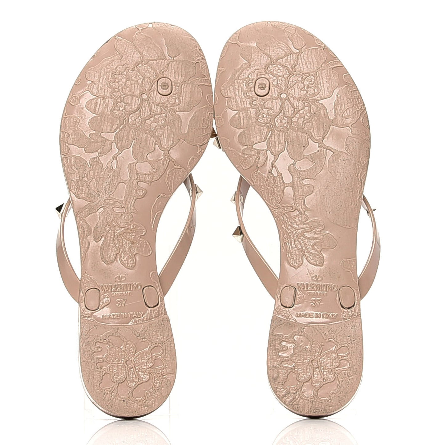PVC Jelly Rockstud Bow Thong Sandals 37 Poudre