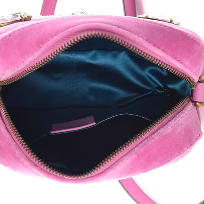 Gucci Velvet Matelasse Marquise Crystals Mini GG Marmont Chain Shoulder Bag Malva 5 of 10