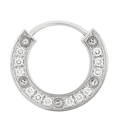 Cartier 18K White Gold Diamond Pave Single LOVE Hoop Earring 1 of 6