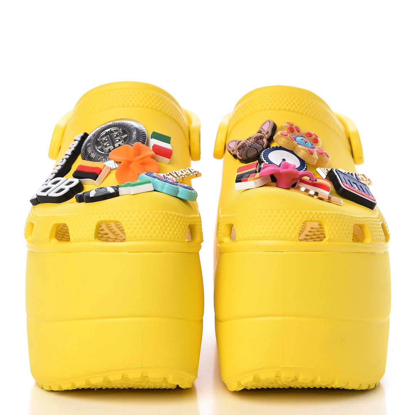 X CROCS Rubber Textured Womens Platform Sandals 35 Jaune Soleil