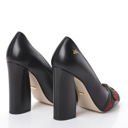 Gucci Calfkin Web Bow Pumps 40 Black 4 of 7