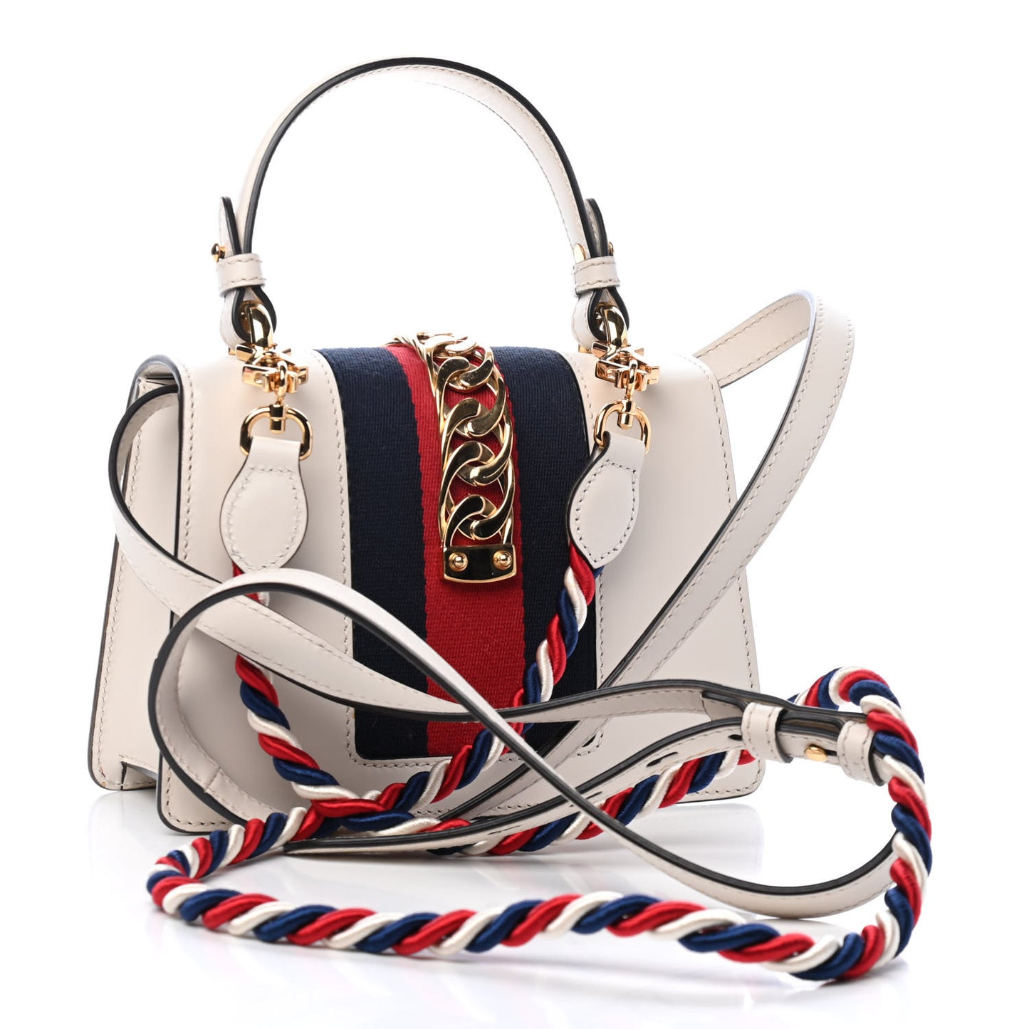 Calfskin Mini Sylvie Top Handle Bag White