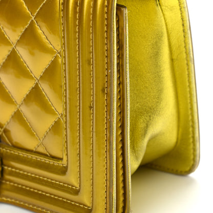Chanel Metallic Patent Calfskin Quilted Small Boy Flap Yellow 12 of 13