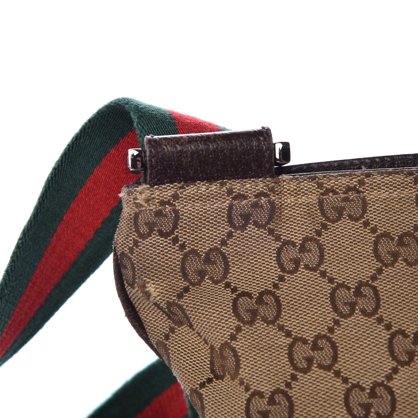 Monogram Web Medium Double Pocket Messenger Bag Dark Brown