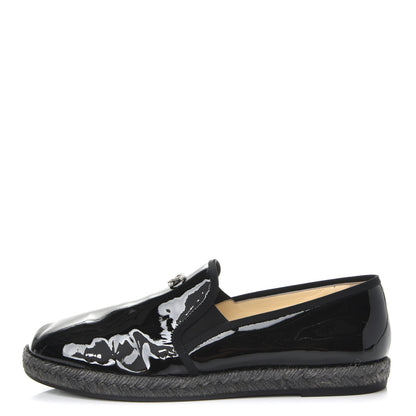 Chanel Patent Calfskin CC Mocassin Loafer Espadrilles 38 Black 1 of 10
