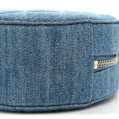 Chanel Denim Quilted Round Pearl Crush Clutch With Chain Blue 10 of 10