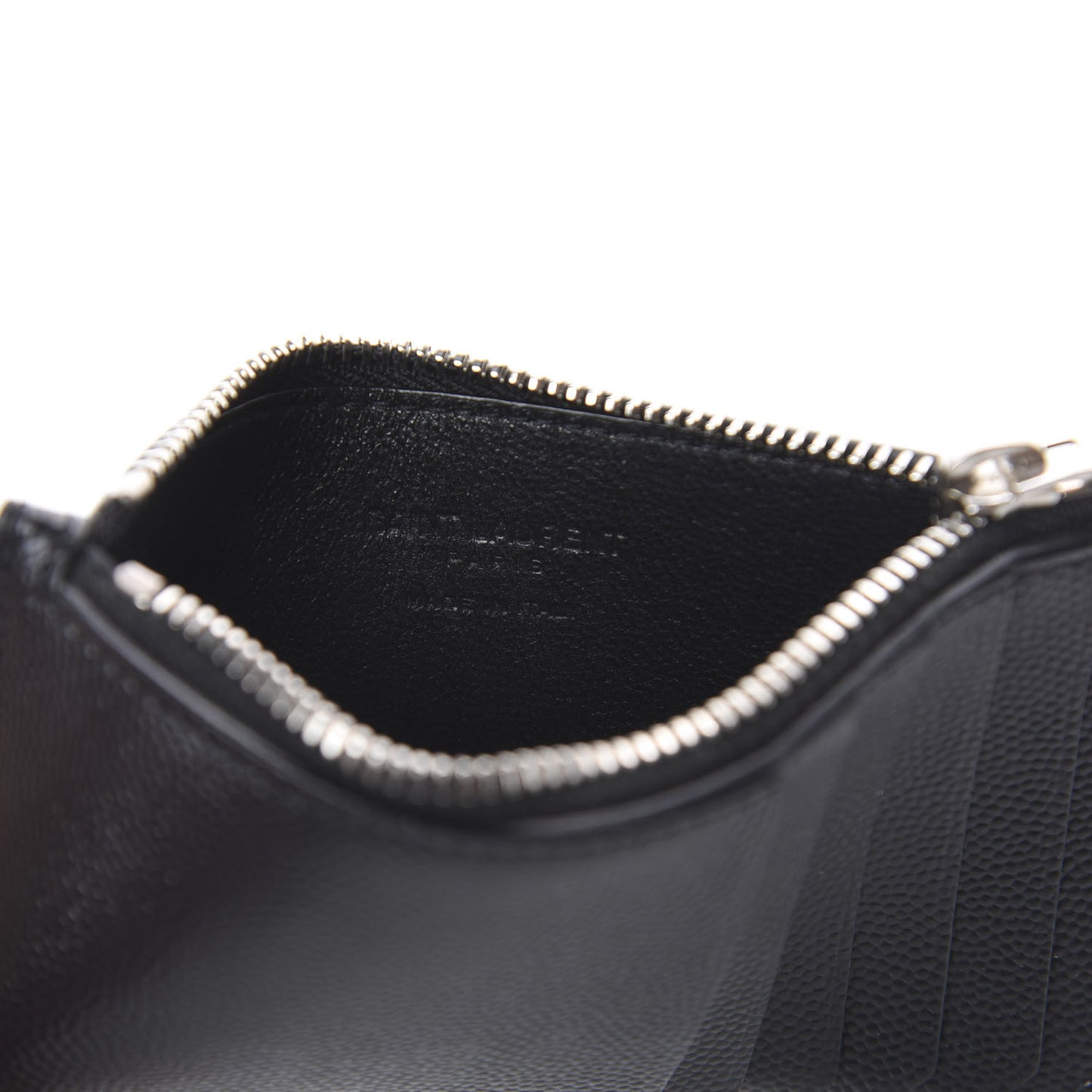 Grained Calfskin 5 Fragments Zip Pouch Card Holder Black