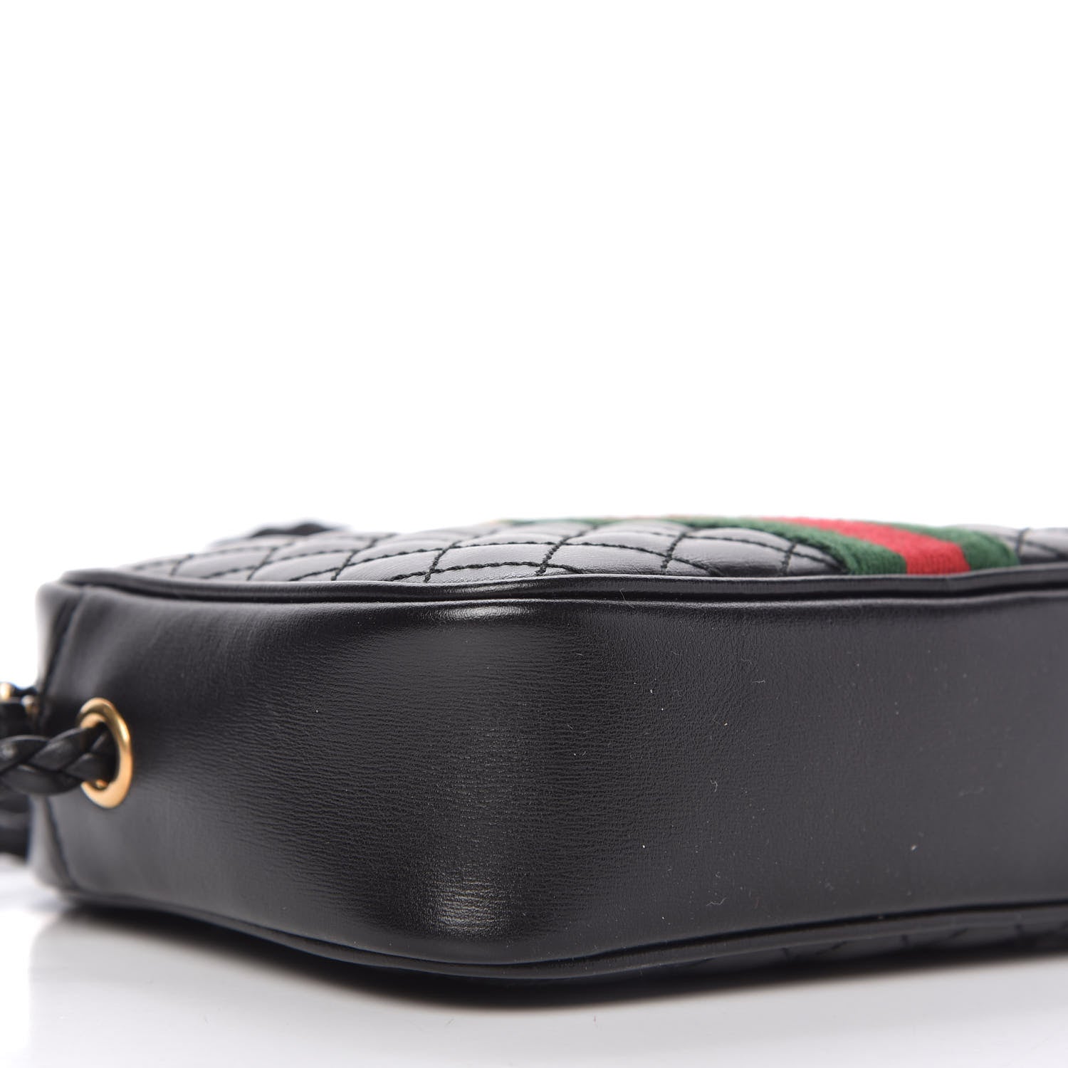 Gucci Calfskin Trapuntata Web Mini GG Shoulder Bag Black 6 of 12