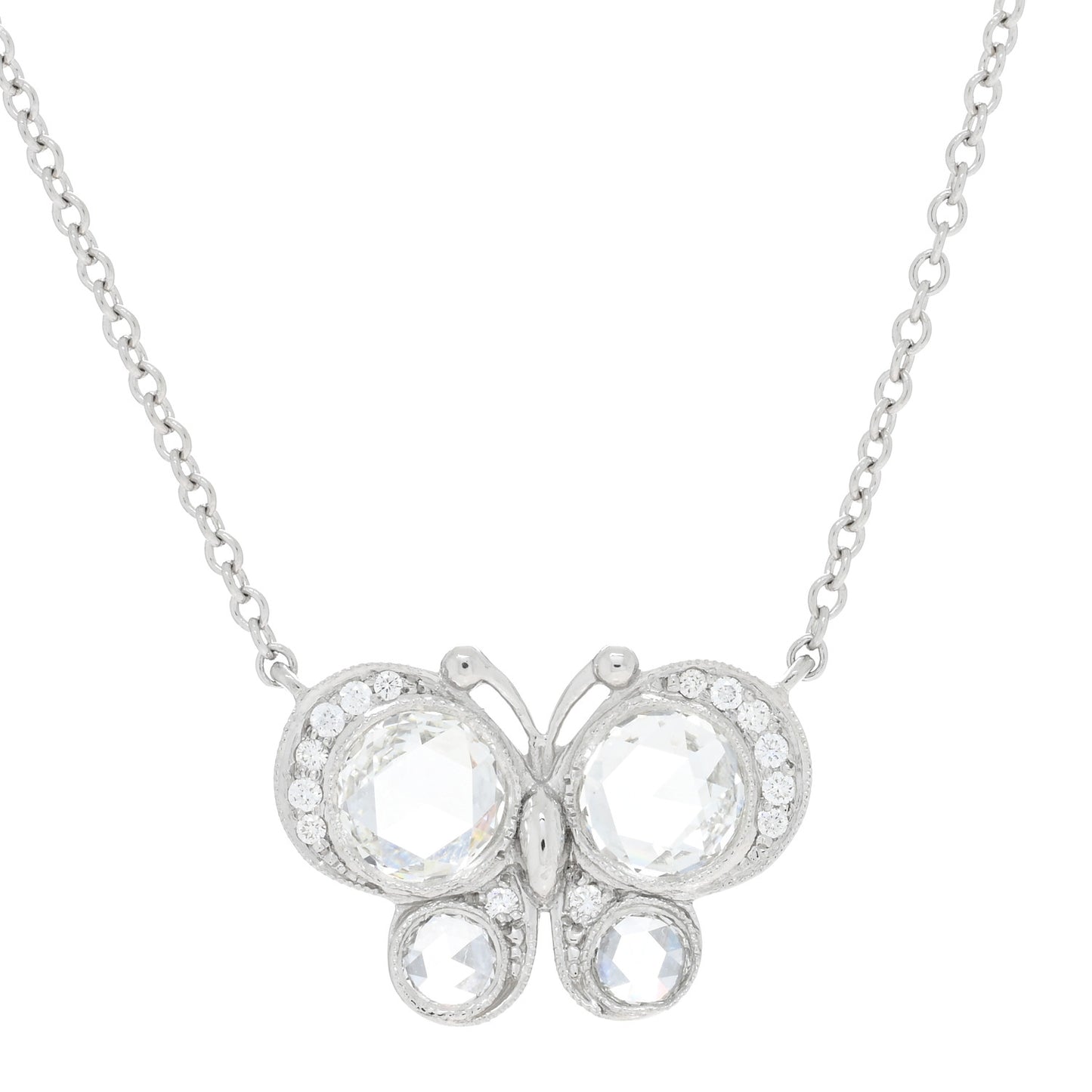 Platinum Diamond Enchant Butterfly Pendant Necklace