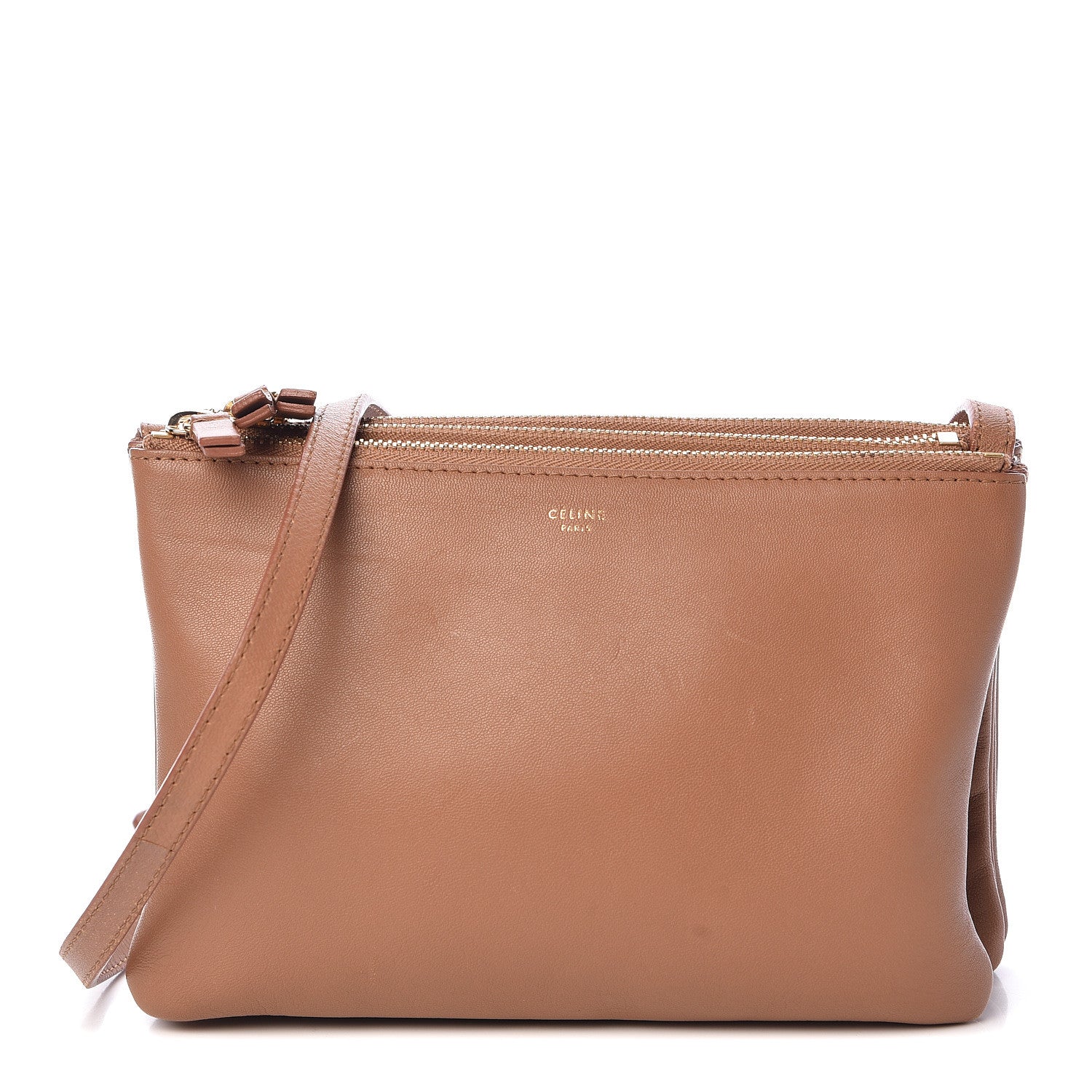Celine Lambskin Small Trio Crossbody Bag Tan 1 of 11