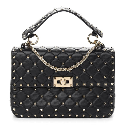 Valentino Garavani Lambskin Medium Rockstud Spike Shoulder Bag Black 1 of 8