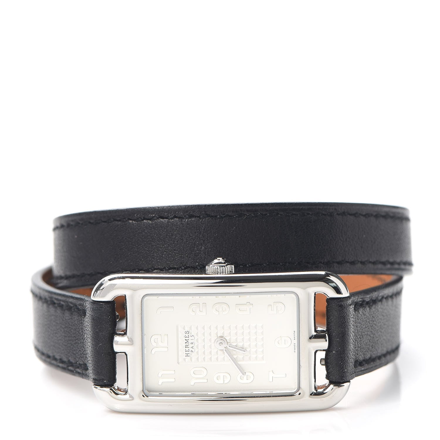 Hermes Stainless Steel Barenia 20mm Nantucket Double Tour Quartz Watch Noir 2 of 6