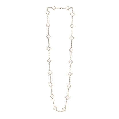 Van Cleef & Arpels 18K Yellow Gold Rock Crystal 20 Motifs Vintage Alhambra Necklace 3 of 6